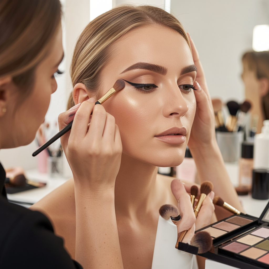 Prim-plan cu textură de piele reală și mâna esteticienei în timpul unui tratament facial, lumină caldă sculpturală